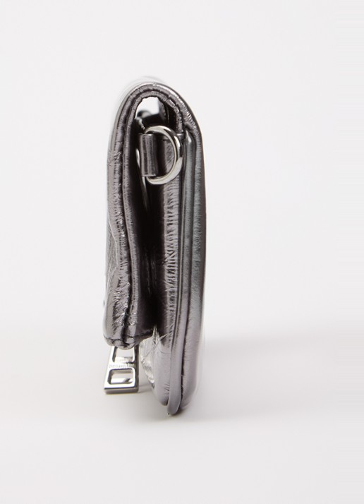 Zadig&Voltaire Rock Nano clutch van leer met metallic finish en afneembare schouderriem - detail 3 zilver