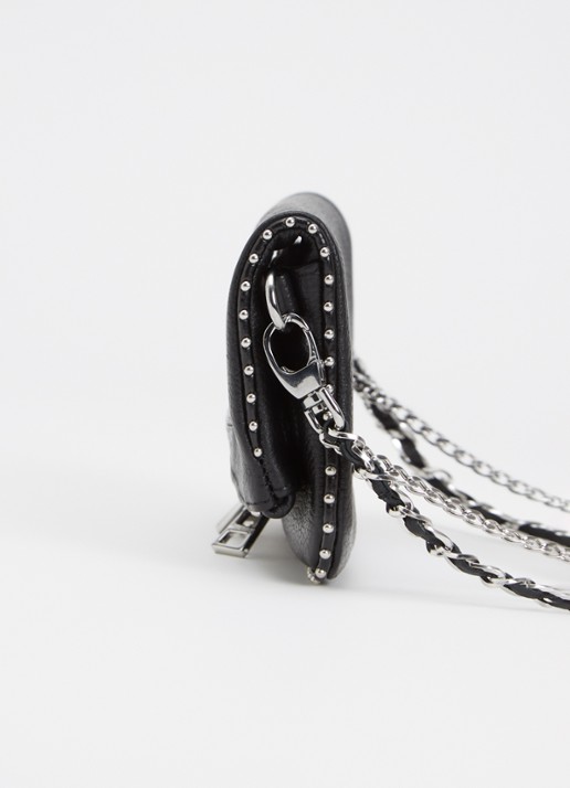Zadig&Voltaire Rock Nano Grained clutch van leer met studs - detail 4 zwart