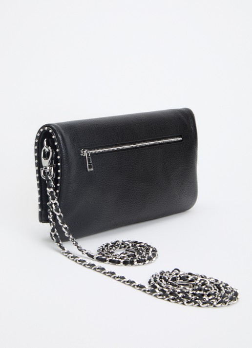 Zadig&Voltaire Rock schoudertas van leer met studs - achterkant zwart