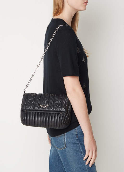 Zadig&Voltaire Rock schoudertas van schapenleer - voorkant 2 zwart