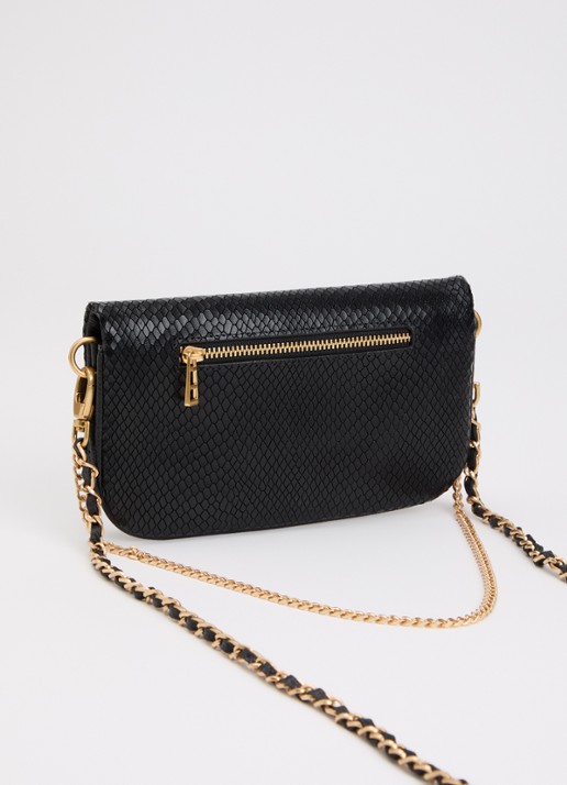 Zadig&Voltaire Rock Soft Mini clutch van leer met slangenstructuur - achterkant 5 zwart