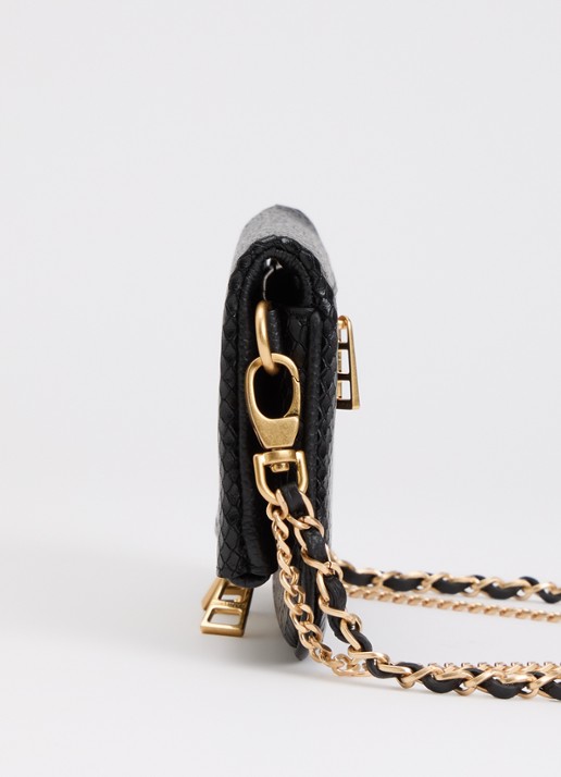 Zadig&Voltaire Rock Soft Mini clutch van leer met slangenstructuur - detail 2 zwart