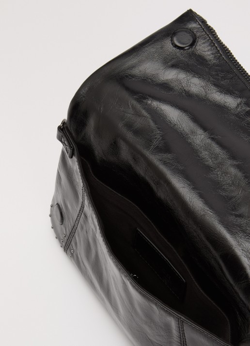 Zadig&Voltaire Rock vintage clutch van leer met metallic finish en studs - detail 2 zwart