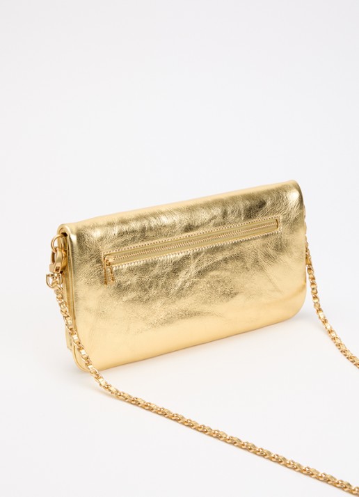 Zadig&Voltaire Rock Vintage Metal clutch van leer met afneembare schouderriem  - achterkant goud