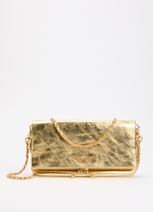 Zadig&Voltaire Rock Vintage Metal clutch van leer met afneembare schouderriem