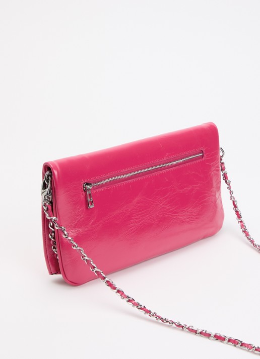 Zadig&Voltaire Rock Vintage Patent clutch van leer met afneembare schouderriem - achterkant roze