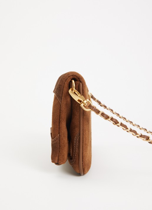 Zadig&Voltaire Rock Western clutch van suède - detail 4 cognac