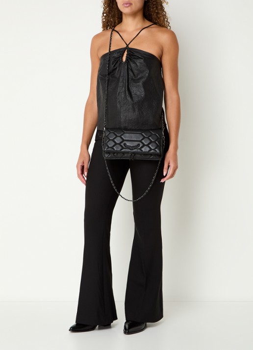 Zadig&Voltaire Rock XL schoudertas van leer - voorkant 6 zwart