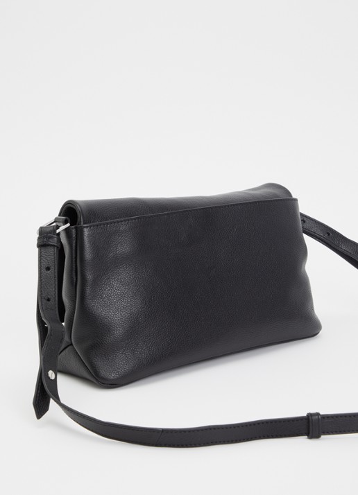 Zadig&Voltaire Rocky II schoudertas van leer met logo - achterkant diepzwart