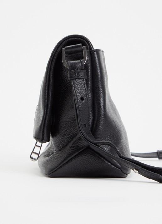 Zadig&Voltaire Rocky II schoudertas van leer met logo - detail 3 diepzwart