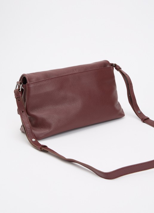 Zadig&Voltaire Rocky II schoudertas van leer met logo - achterkant bordeauxrood