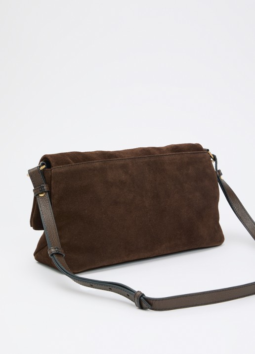 Zadig&Voltaire Rocky II schoudertas van suède met verstelbare schouderriem - achterkant 5 bruin