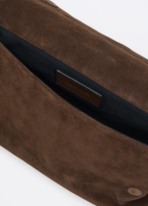 Zadig&Voltaire Rocky II schoudertas van suède met verstelbare schouderriem - detail bruin