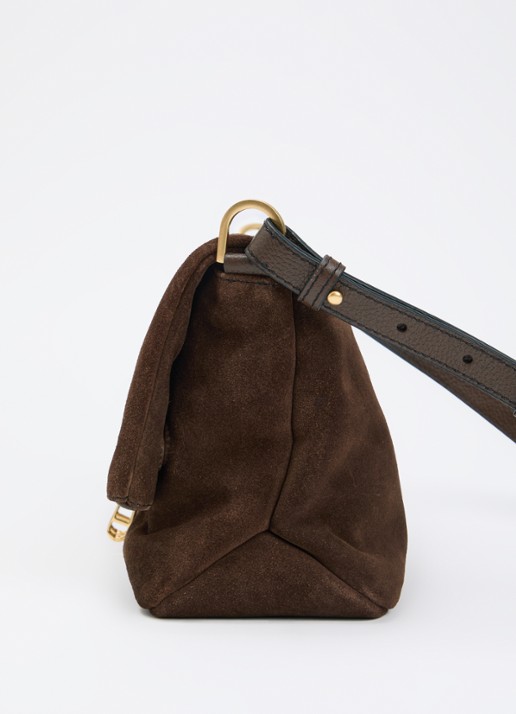 Zadig&Voltaire Rocky II schoudertas van suède met verstelbare schouderriem - detail 2 bruin