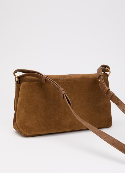 Zadig&Voltaire Rocky II Wester crossbodytas van suède met afneembare schouderriem - achterkant cognac