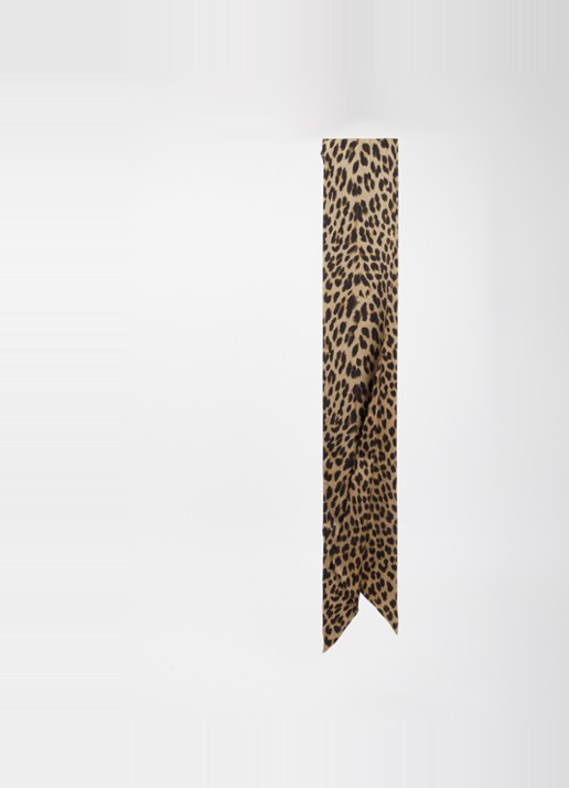 Zadig&Voltaire Rosie Leo sjaal van zijde met panterprint 15 x 230 cm  - detail bruin