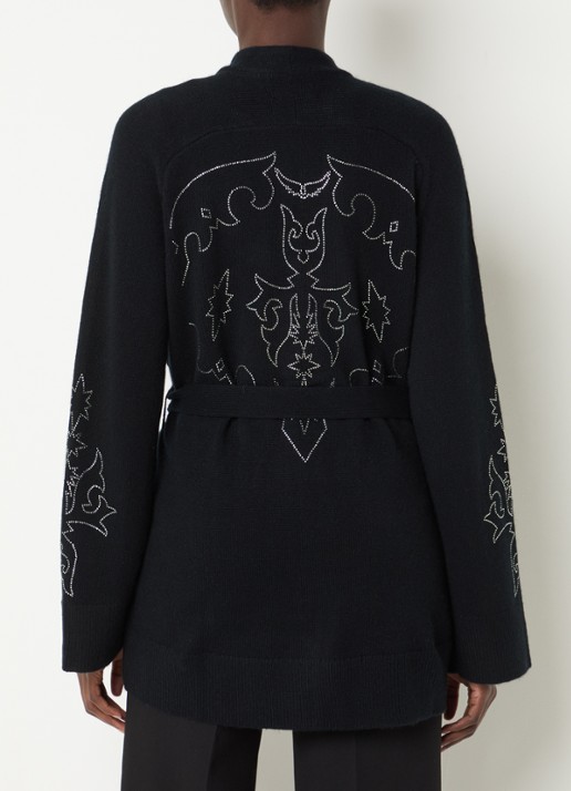 Zadig&Voltaire Salomy fijngebreid vest van kasjmier met strass - achterkant 2 zwart