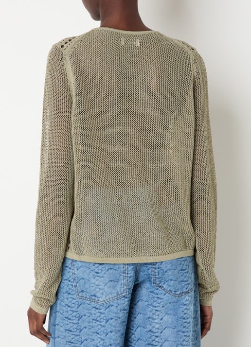 Zadig&Voltaire Saya vest met lurex en opengewerkt dessin - achterkant mosgroen