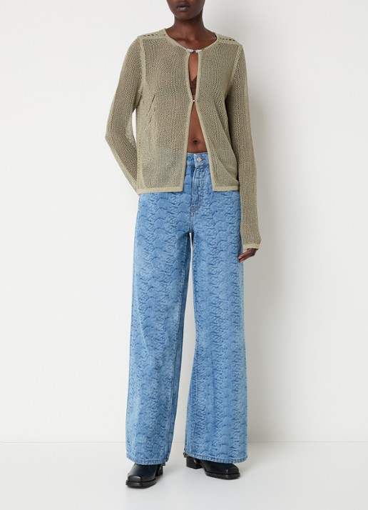 Zadig&Voltaire Saya vest met lurex en opengewerkt dessin - voorkant 4 mosgroen