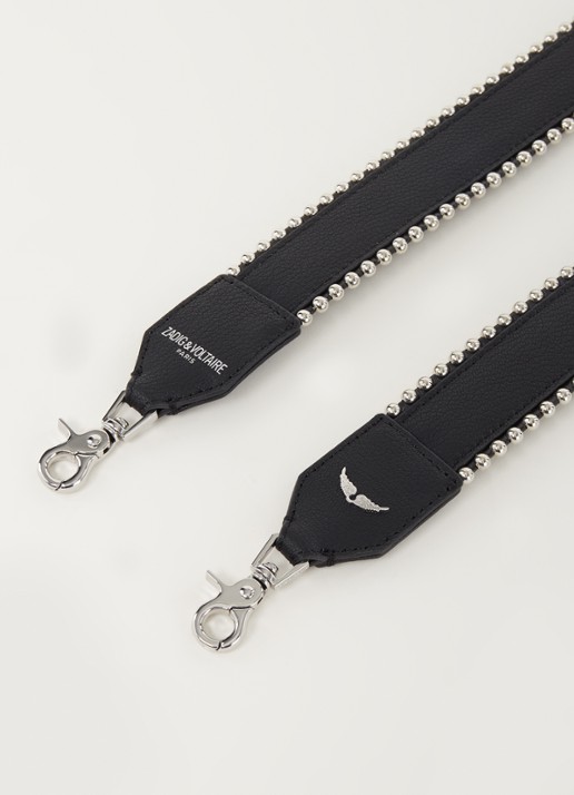 Zadig&Voltaire Schouderriem van leer met studs - detail zwart