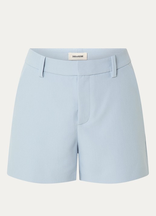 Zadig&Voltaire Sidou high waist straight fit korte broek  - voorkant 3 lichtblauw