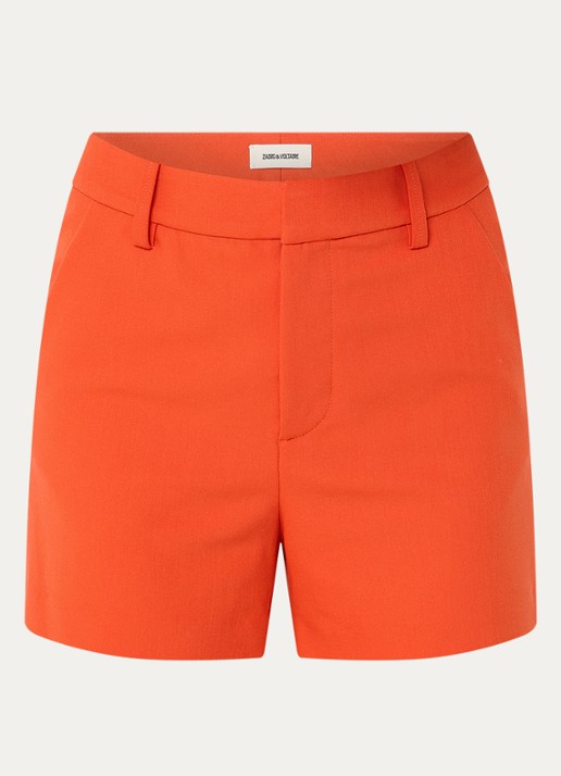 Zadig&Voltaire Sidou high waist straight fit korte broek  - voorkant 2 oranjerood