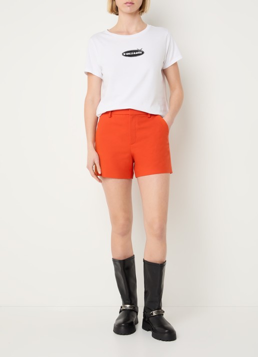 Zadig&Voltaire Sidou high waist straight fit korte broek  - voorkant 3 oranjerood