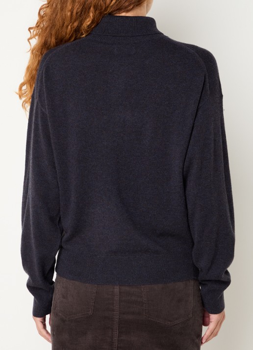 Zadig&Voltaire Souly fijngebreide coltrui in kasjmierblend - achterkant donkerblauw