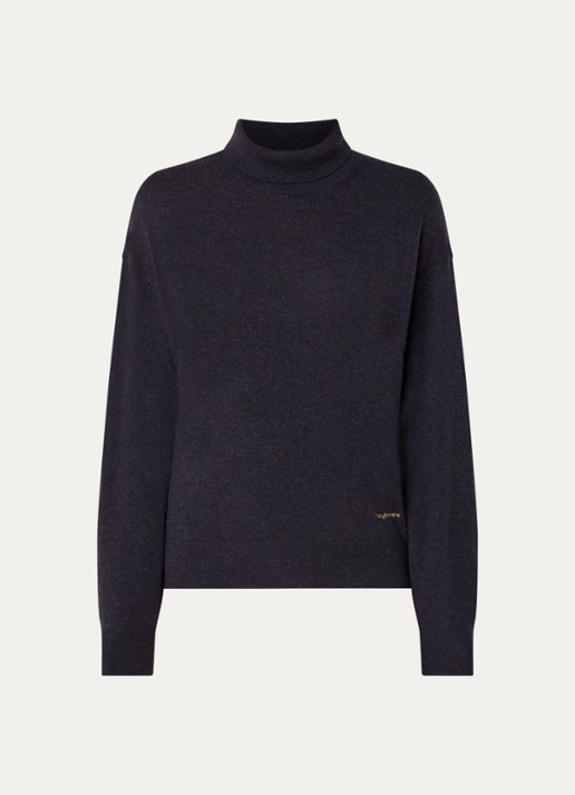 Zadig&Voltaire Souly fijngebreide coltrui in kasjmierblend - voorkant 2 donkerblauw