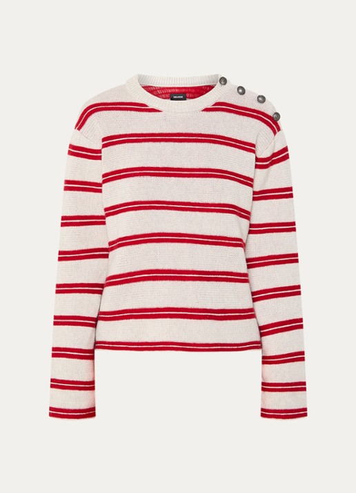 Zadig&Voltaire Spikyz grofgebreide trui met streepprint - voorkant donkerrood