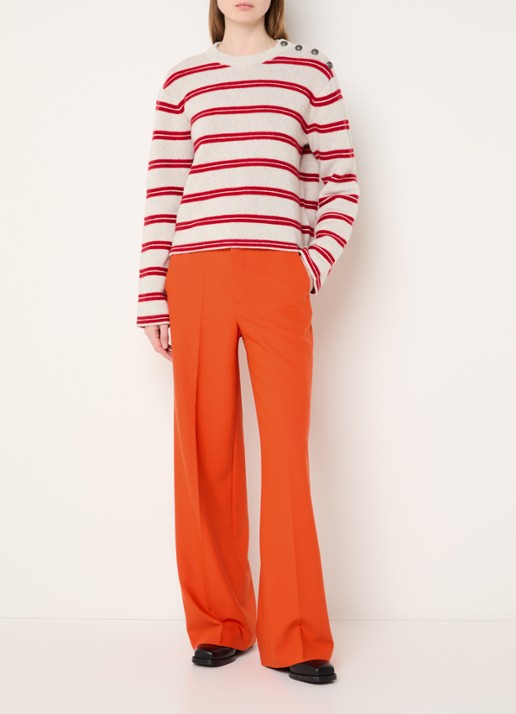 Zadig&Voltaire Spikyz grofgebreide trui met streepprint - voorkant 2 donkerrood