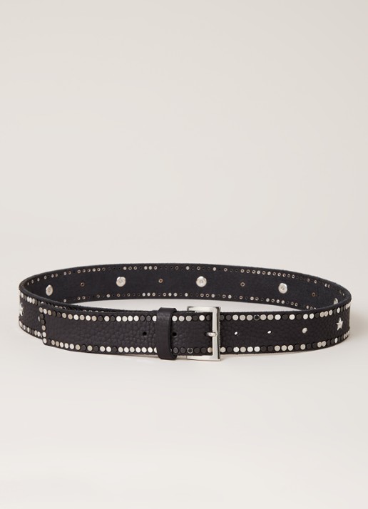 Zadig&Voltaire Starlight riem van leer met studs - voorkant 2 zwart