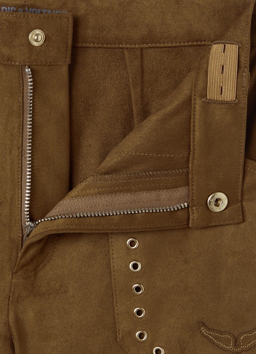 Zadig&Voltaire Straight fit korte broek van imitatiesuède - detail bruin