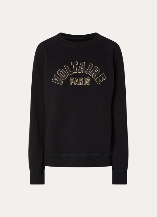 Zadig&Voltaire Sunca sweater met logoborduring - voorkant 2 zwart