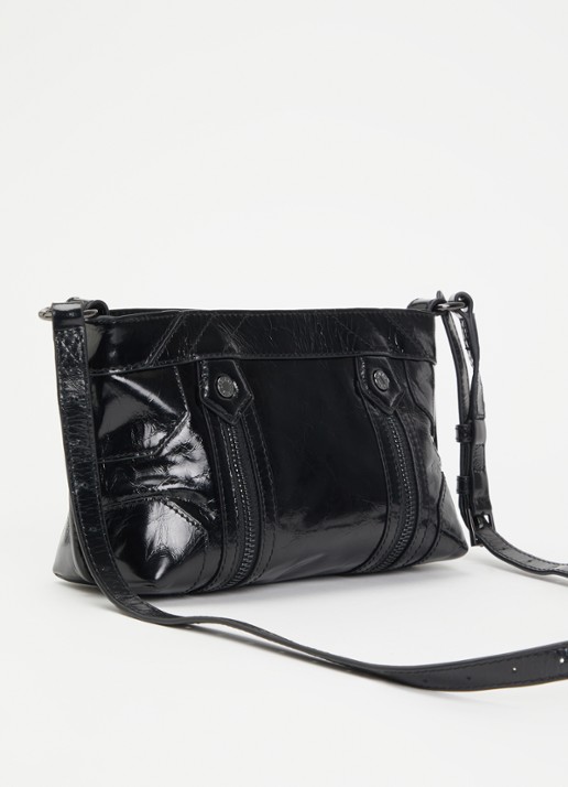 Zadig&Voltaire Sunny Mood crossbodytas van leer met structuur - achterkant grijs