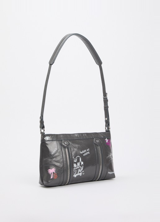 Zadig&Voltaire Sunny Moody crossbodytas van leer met print - achterkant 5 grijs