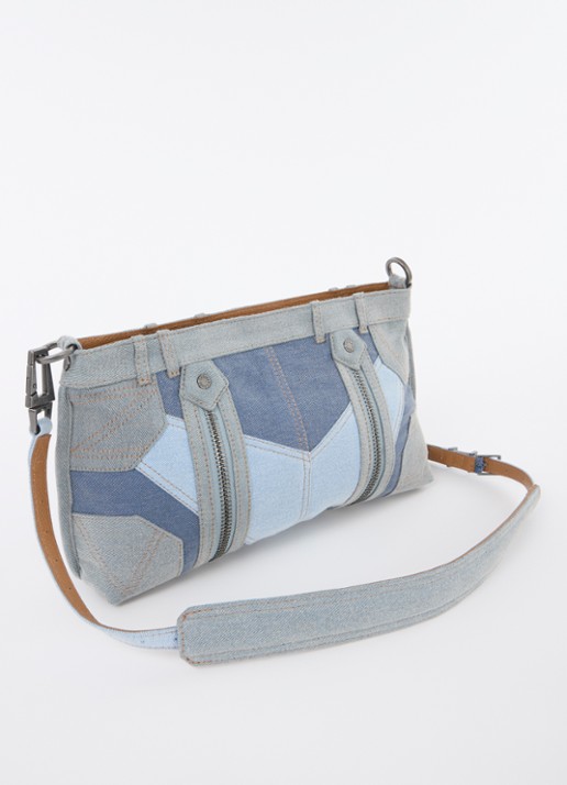 Zadig&Voltaire Sunny Moody schoudertas van denim met verstelbare schouderriem - achterkant 5 indigo