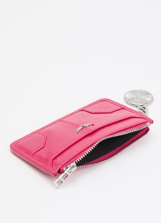 Zadig&Voltaire Sunny pasjeshouder van leer - voorkant 3 roze