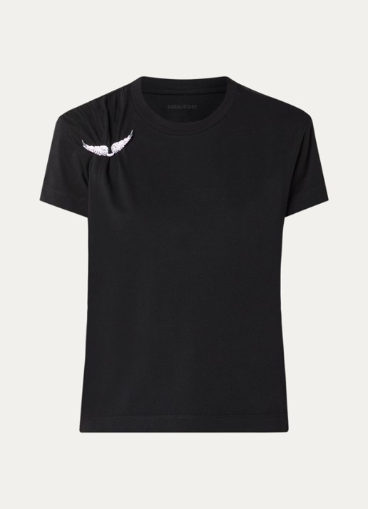 Zadig&Voltaire Suzan T-shirt met afneembare broche - voorkant zwart