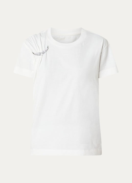 Zadig&Voltaire Suzan T-shirt met afneembare broche - voorkant 3 wit