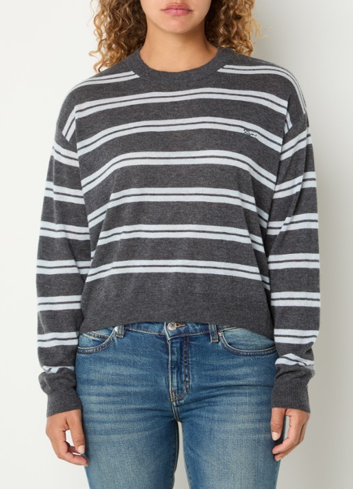 Zadig&Voltaire Swapy fijngebreide trui van kasjmier met streepprint - detail 4 antraciet