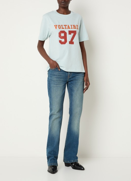 Zadig&Voltaire T-shirt met logoprint en strass - voorkant 4 lichtblauw
