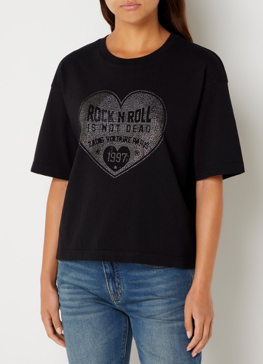 Zadig&Voltaire Tadia T-shirt met strass - detail 3 zwart