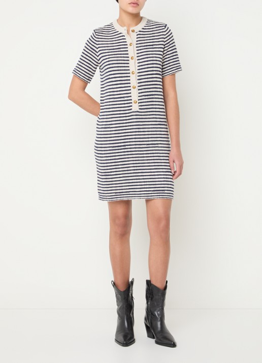 Zadig&Voltaire Tahoe fijngebreide mini jurk met lurex - voorkant 3 donkerblauw