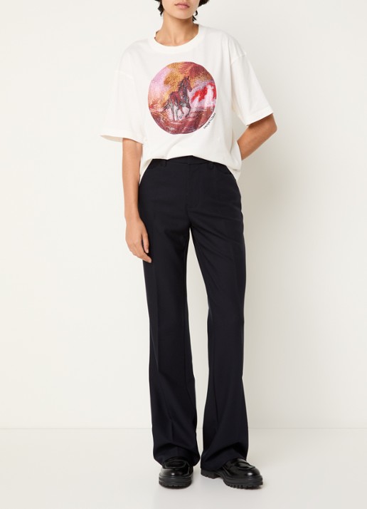 Zadig&Voltaire Taida T-shirt met strass - voorkant 4 gebroken wit