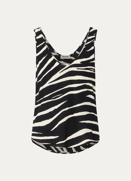 Zadig&Voltaire Tarys mouwloze top met zebraprint - voorkant 2 zwart