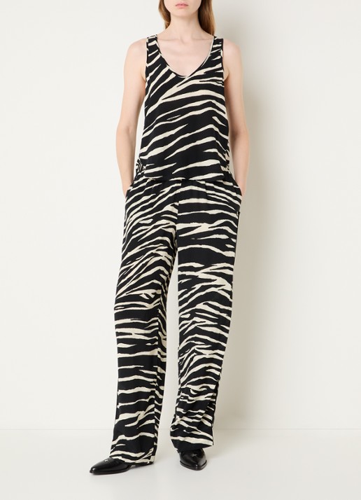 Zadig&Voltaire Tarys mouwloze top met zebraprint - voorkant 3 zwart
