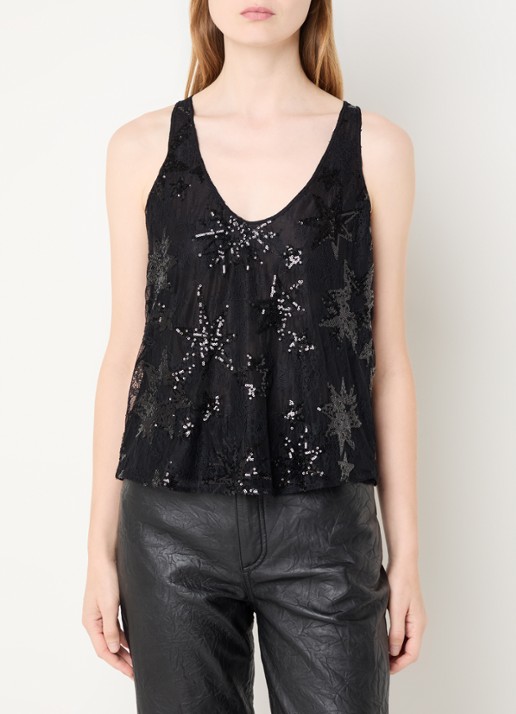 Zadig&Voltaire Tarysa tanktop van mesh met pailletten