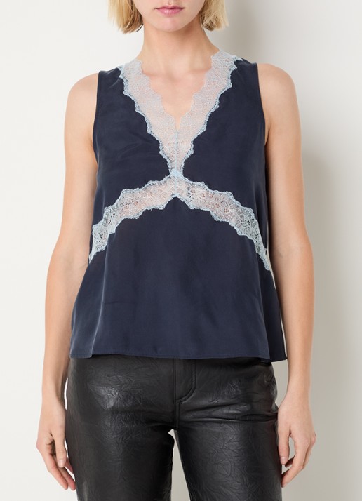Zadig&Voltaire Tasao top van satijn met details van kant