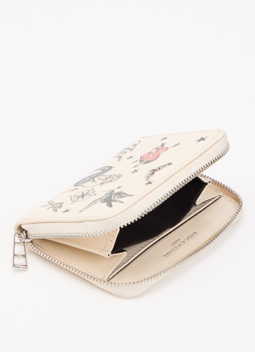 Zadig&Voltaire Tattoo Mini portemonnee van kalfsleer - voorkant 3 beige